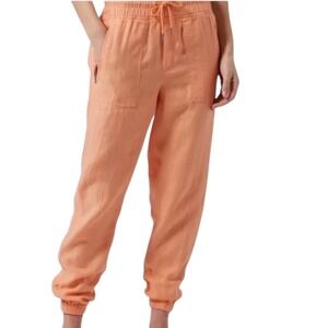 Athleta Cabo Linen Jogger Pants Drawstring Pockets Casual Size 6‎